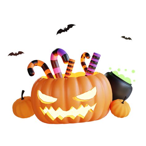 Halloween 3d Illustrations Lantern Zombie Witches Hat Pumpkin