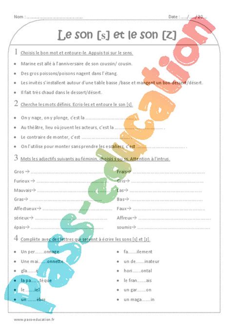 Exercice S Z Son Complexe Confusion CE2 Cycle 2 Pass Education