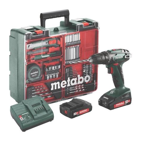 Taladro atornillador metabo bs18 con 2 baterías li ion de 18 v 2 ah