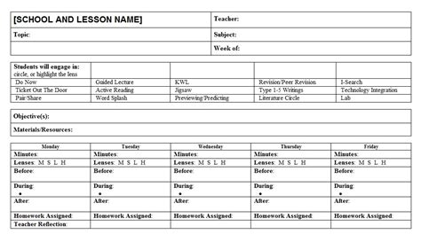 Lesson Plan Sample Word