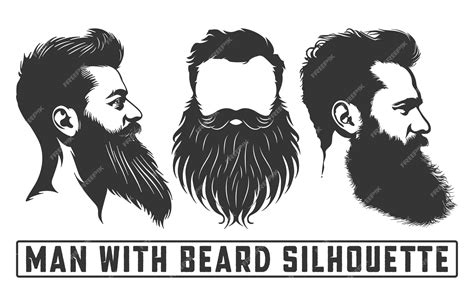 Premium Vector Bearded Men Face Hipsters With Different Haircuts Men With Beard Silhouette