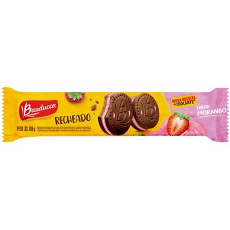 Biscoito Recheado Bauducco Sabor Morango 108g Nordil Paraíba