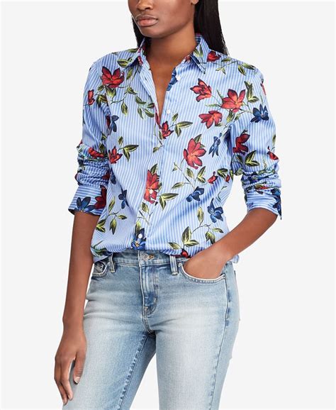 Lauren Ralph Lauren Floral-Print Cotton Shirt - Macy's