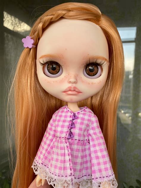 Light Red Hair Baby Tbl White Skin Custom Blythe Doll Art Doll Custom