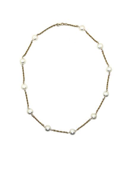 Vintage Freshwater Cultured Pearl Station Necklace