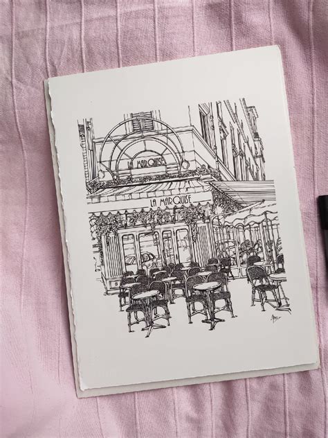 Cafe In Paris La Marquise Drawing By Lera Ryazanceva Artmajeur