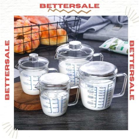 Promo Gelas Teko Susu Kaca Milk Jug Borosilicate Glass Pitcher TUTUP