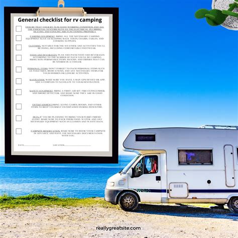 Pdf Printable Rv Checklist Caravan Checklist Camping Checklist