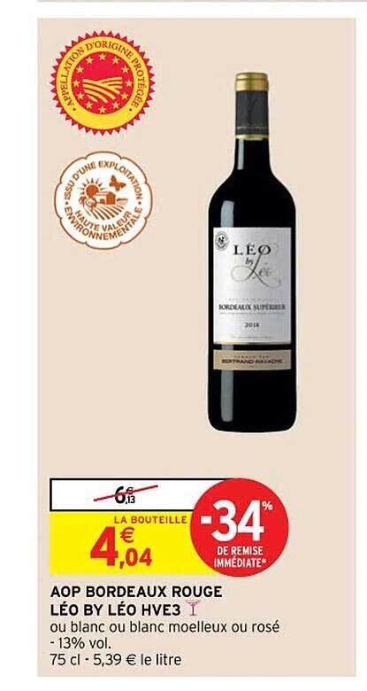 Promo Aop bordeaux rouge léo by léo hve3 chez Intermarché Hyper