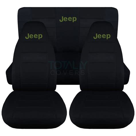 Jeep Wrangler Yj Tj Jk 1987 2018 Black Seat Covers W Logo Front And Rear Full Set Ebay