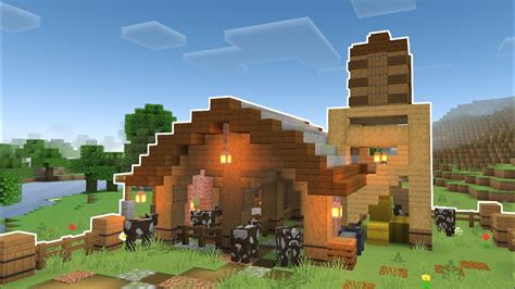 Minecraft Cara Membuat Kandang Hewan Barn Simple Untuk Survival Youtube