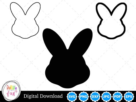 Easter Bunny Rabbit Face Head Silhouette With Two Outlines Easter Bunny