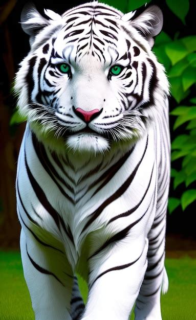 Premium Ai Image A White Tiger With Green Eyes