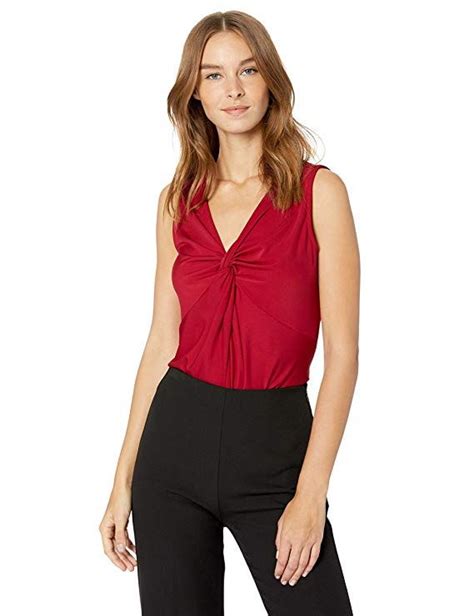 Amazon Lark Ro Women S Sleeveless Twist V Neck Blouse Clothing