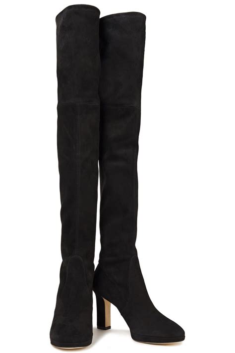 Stuart Weitzman Ledyland Stretch Suede Over The Knee Boots Sale Up To