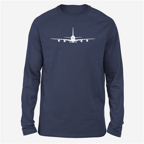 Airbus A380 Silhouette Designed Long Sleeve T Shirts Aviation Shop