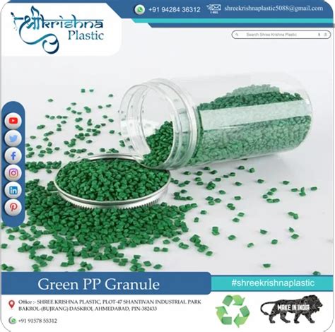 Poly Polypropylene Green PP Granules Manufacturer In Gujarat For