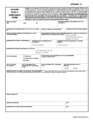 Uaw How To Report Grievance Form Fill And Sign Printable