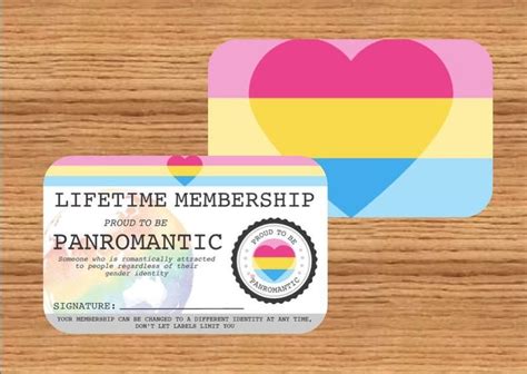 Panromantic Lifetime Membership Card Gay Pride Card Lgbt Identity Card Perfect Rainbow