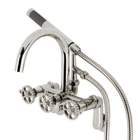 Barclay 3 Handle Wall Mounted Clawfoot Tub Faucet With Diverter And Handshower Wayfair