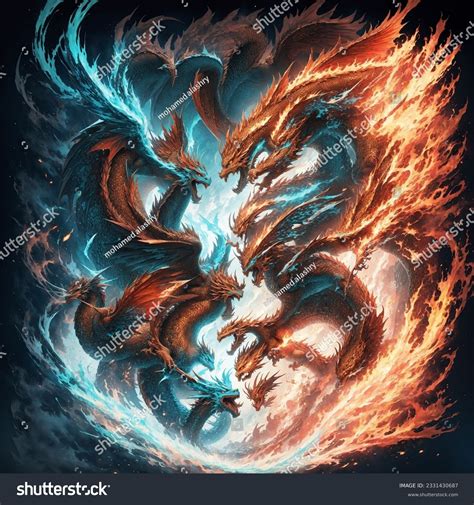 Red Dragon Vs Phoenix Epic Illustration Stock Illustration 2331430687 ...