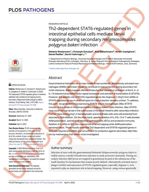 PDF Th2 Dependent STAT6 Regulated Genes In Intestinal Epithelial