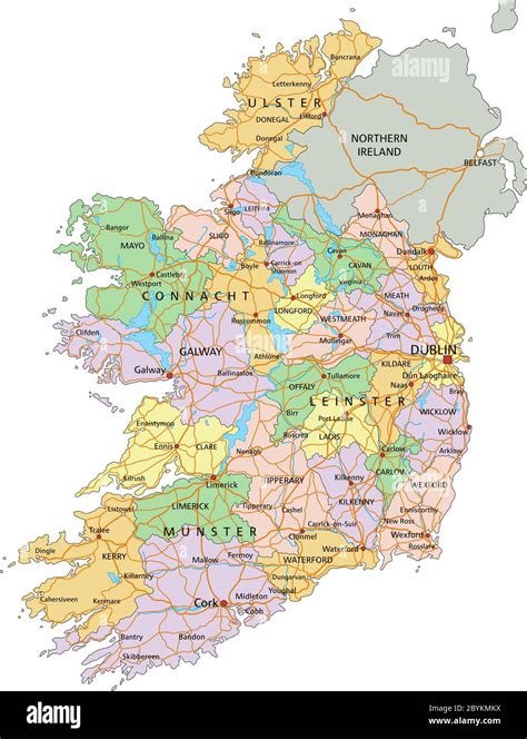 Ireland Highly Detailed Editable Political Map With Labeling Stock