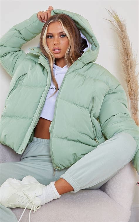 Mint Hooded Padded Puffer Jacket Prettylittlething