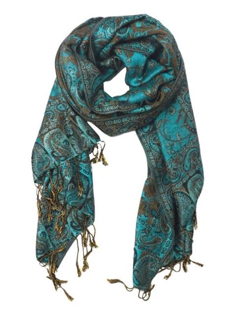 Elegant Reversible Paisley Pashmina Shawl Wrap Teal Cr119qvjco1