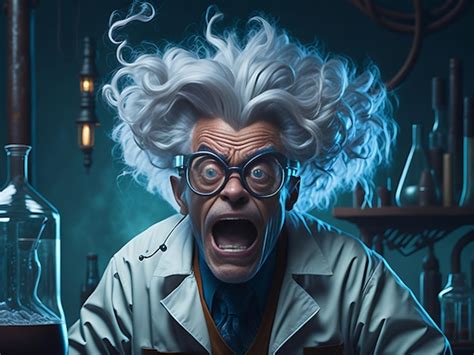 Premium AI Image Mad Scientist Or Crazy Professor Character In