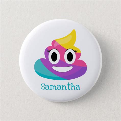 Rainbow Poop Emoji Pinback Button | Zazzle