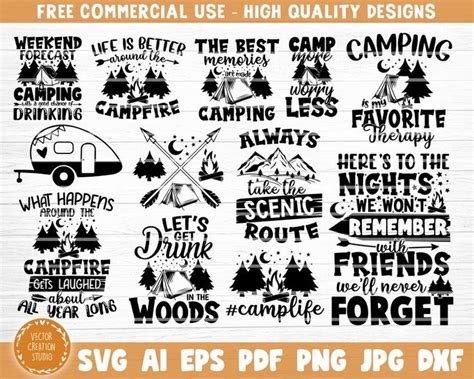 Camping Bundle Svg Cut Files Vector Printable Clipart Funny Etsy