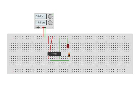 Circuit design b)74LS04 (Hex Inverter) - Tinkercad