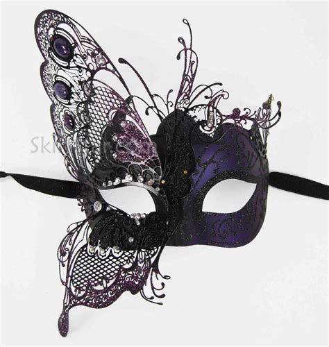 Laser Cut Venetian Mask Masquerade Rhinestone Purple Ball Fancy