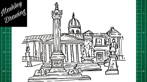 How To Draw Trafalgar Square London YouTube