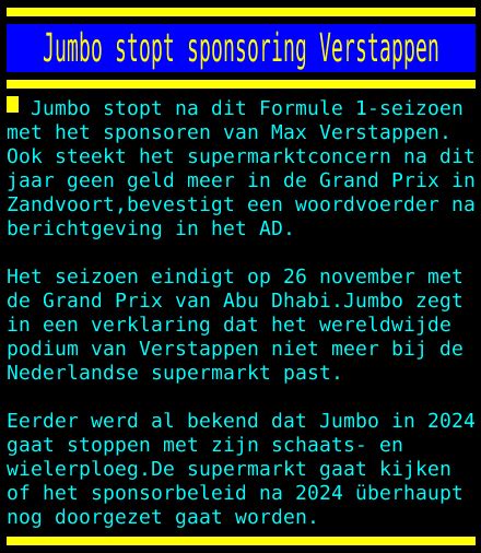 NOS Teletekst On Twitter Jumbo Stopt Sponsoring Verstappen