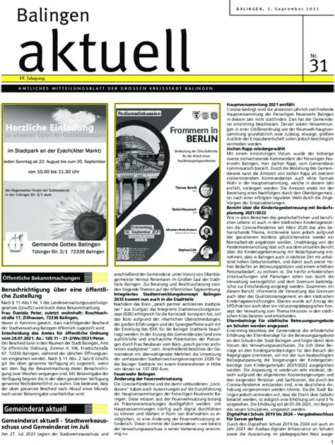 Ausf Llbar Online Balingen Aktuell Amtliches Mitteilungsblatt Der Groen