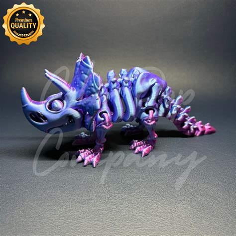 D Printed Articulated Flexible Skeleton Triceratops Dinosaur Premium