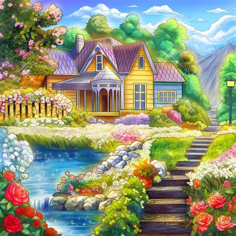 A Beautiful House With A Wonderful Garden Among The Mountains Puzzle