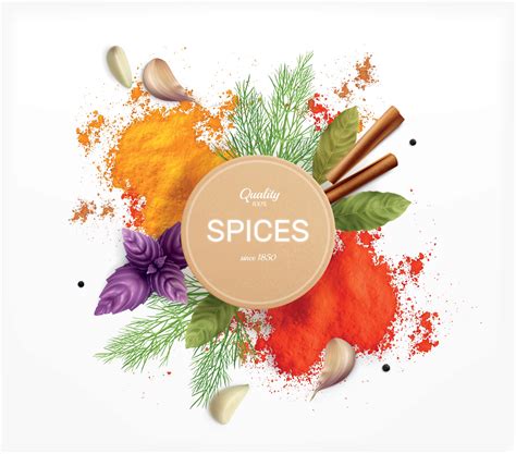 Spices And Herbs Realistic Emblem 3420690 Vector Art At Vecteezy