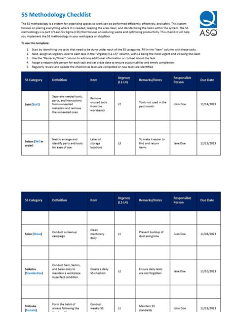 5S Methodology Checklist | PDF | Business Process | Business