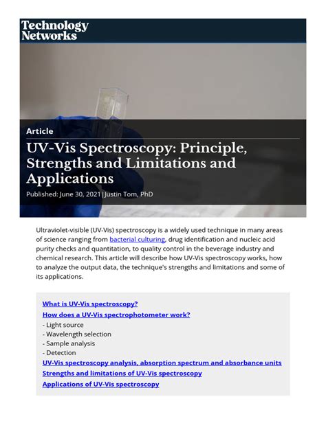 UV-Vis Spectroscopy - Principle, Strengths and Limitations and ...