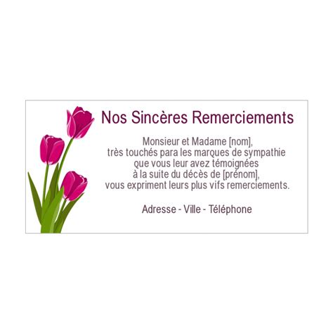 Carte Remerciement Deces Condoleances Fleur Merci gratuit à imprimer