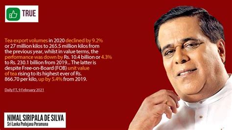 Daily Mirror Minister Nimal Siripala De Silva Teases Out The Problem In Tea Exports