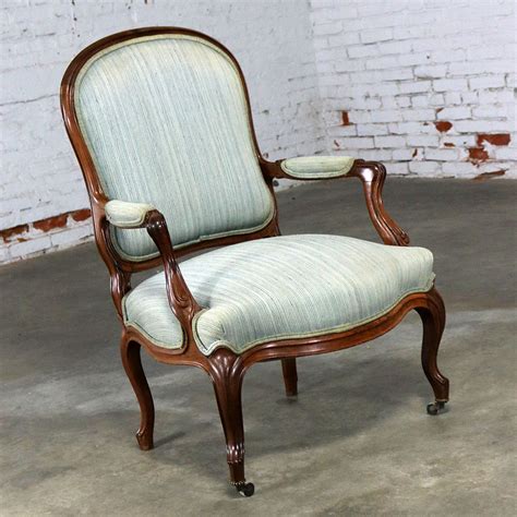 Antique Victorian Walnut and Upholstered Open Arm Chair – warehouse 414