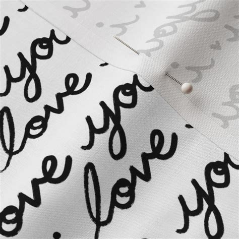 I Love You Cursive Script Handwriting Fabric | Spoonflower