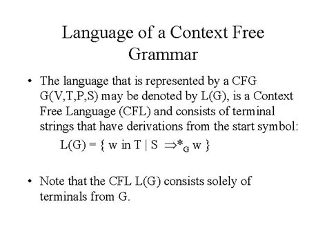 Context Free Grammars Context Free Languages Cfl The