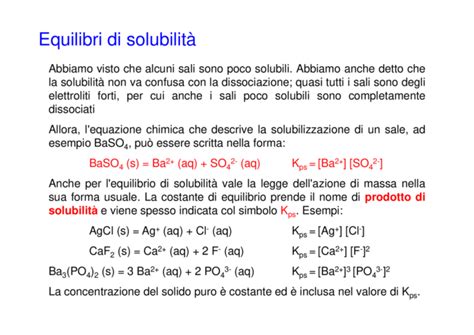 Costante di equilibrio espressione prodotto di solubilità costante