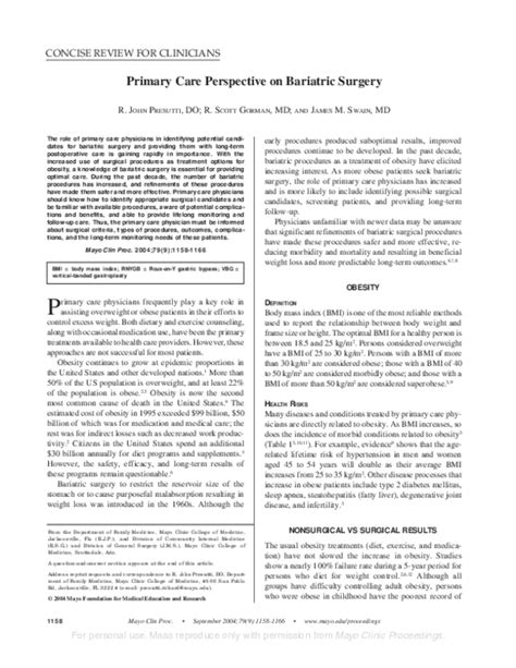 Pdf Primary Care Perspective On Bariatric Surgery James E Swain