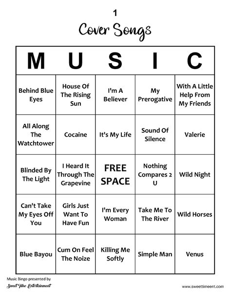 Music Bingo Cover Songs, 100 Bingo Cards, 75 Song Playlist - Etsy